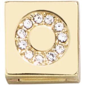BaubleBar Gold Initial Charm with Crystals Square Hinge Letter Bead - O